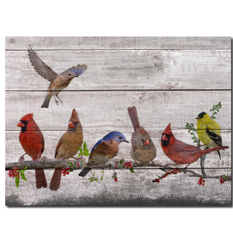 August Grove® Birds on Branches Wrapped Canvas Print & Reviews Wayfair